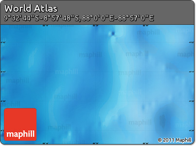 Physical Map of the Area around 9° 15' 16" S, 88° 28' 29" E