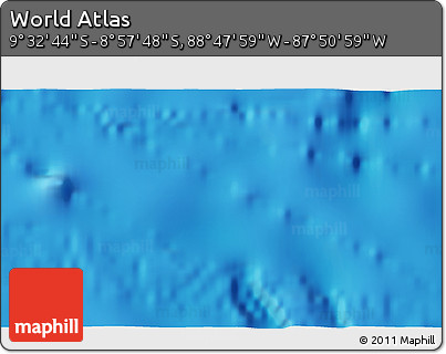 Physical 3D Map of the Area around 9° 15' 16" S, 88° 19' 29" W