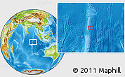 Physical Location Map of the area around 9° 15' 16" S, 89° 19' 29" E