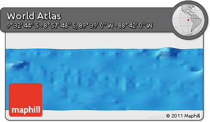 Shaded Relief Panoramic Map of the Area around 9° 15' 16" S, 89° 10' 30" W