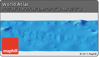 Shaded Relief Panoramic Map of the Area around 9° 15' 16" S, 89° 10' 30" W