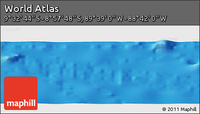 Shaded Relief Panoramic Map of the Area around 9° 15' 16" S, 89° 10' 30" W