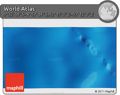 Physical 3D Map of the Area around 9° 15' 16" S, 92° 43' 29" E