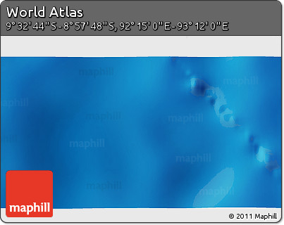 Physical 3D Map of the Area around 9° 15' 16" S, 92° 43' 29" E