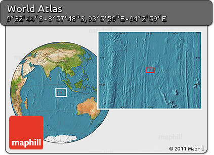 Satellite Location Map of the Area around 9° 15' 16" S, 93° 34' 29" E