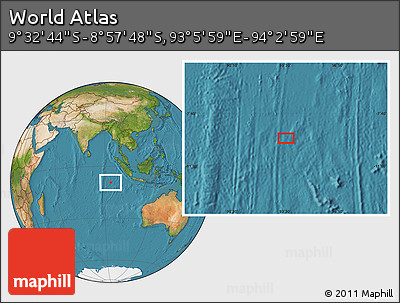 Satellite Location Map of the Area around 9° 15' 16" S, 93° 34' 29" E