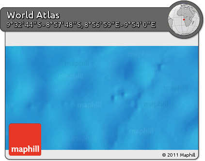 Physical 3D Map of the Area around 9° 15' 16" S, 9° 25' 30" E