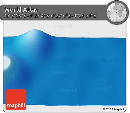 Physical 3D Map of the Area around 9° 46' 31" S, 0° 55' 29" E