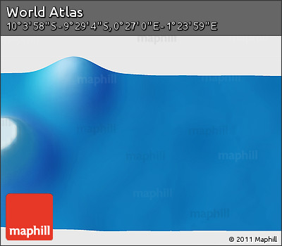 Physical 3D Map of the Area around 9° 46' 31" S, 0° 55' 29" E