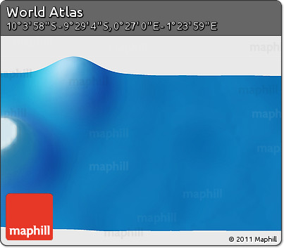 Physical 3D Map of the Area around 9° 46' 31" S, 0° 55' 29" E