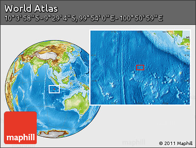 Physical Location Map of the Area around 9° 46' 31" S, 100° 22' 30" E