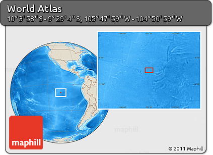 Shaded Relief Location Map of the Area around 9° 46' 31" S, 105° 19' 29" W
