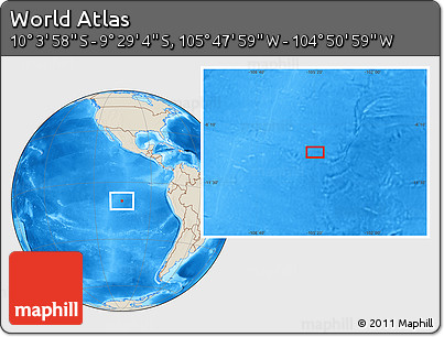 Shaded Relief Location Map of the Area around 9° 46' 31" S, 105° 19' 29" W