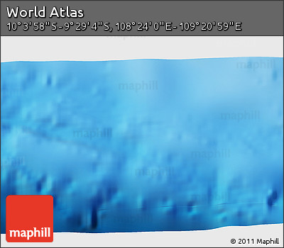Physical 3D Map of the Area around 9° 46' 31" S, 108° 52' 30" E