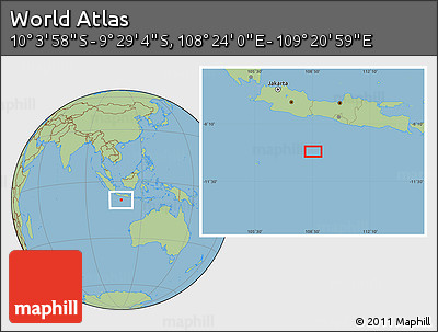 Savanna Style Location Map of the Area around 9° 46' 31" S, 108° 52' 30" E