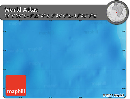 Physical Map of the Area around 9° 46' 31" S, 10° 16' 30" E