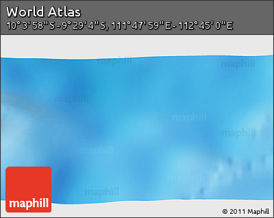 Shaded Relief 3D Map of the Area around 9° 46' 31" S, 112° 16' 30" E