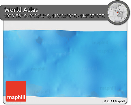 Shaded Relief 3D Map of the Area around 9° 46' 31" S, 113° 58' 29" E