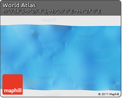 Shaded Relief 3D Map of the Area around 9° 46' 31" S, 113° 58' 29" E