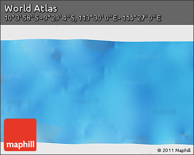 Shaded Relief 3D Map of the Area around 9° 46' 31" S, 113° 58' 29" E