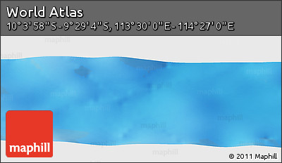 Physical Panoramic Map of the Area around 9° 46' 31" S, 113° 58' 29" E