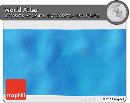 Physical 3D Map of the Area around 9° 46' 31" S, 114° 49' 29" E