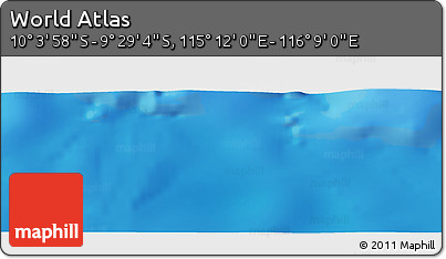Shaded Relief Panoramic Map of the Area around 9° 46' 31" S, 115° 40' 30" E