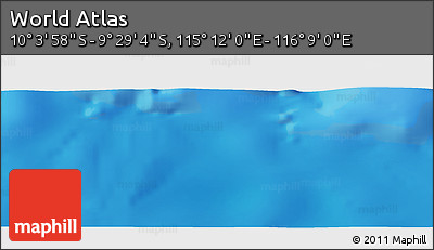 Shaded Relief Panoramic Map of the Area around 9° 46' 31" S, 115° 40' 30" E