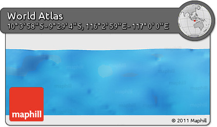 Shaded Relief Panoramic Map of the Area around 9° 46' 31" S, 116° 31' 30" E
