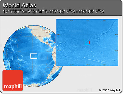 Shaded Relief Location Map of the Area around 9° 46' 31" S, 117° 13' 29" W