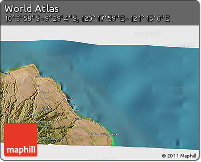 Satellite 3D Map of the Area around 9° 46' 31" S, 120° 46' 30" E