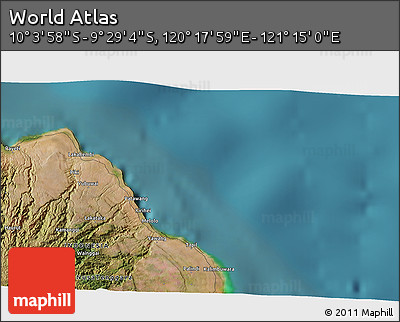 Satellite 3D Map of the Area around 9° 46' 31" S, 120° 46' 30" E