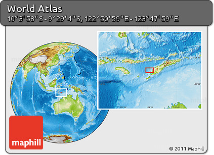 Physical Location Map of the Area around 9° 46' 31" S, 123° 19' 29" E