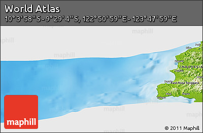 Physical Panoramic Map of the Area around 9° 46' 31" S, 123° 19' 29" E