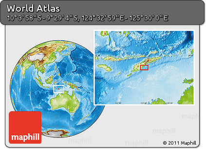 Physical Location Map of the Area around 9° 46' 31" S, 125° 1' 30" E