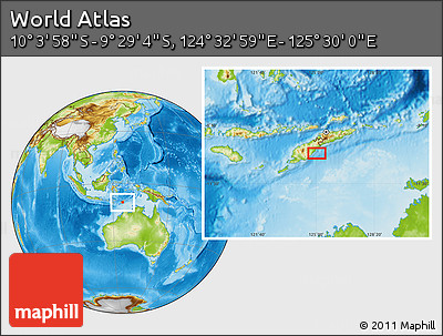 Physical Location Map of the Area around 9° 46' 31" S, 125° 1' 30" E