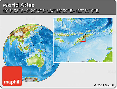 Physical Location Map of the Area around 9° 46' 31" S, 125° 1' 30" E