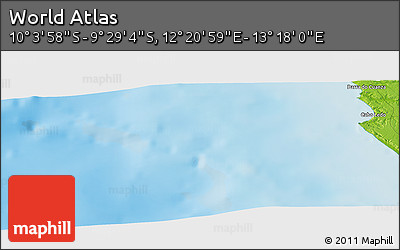 Physical Panoramic Map of the Area around 9° 46' 31" S, 12° 49' 29" E