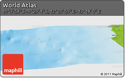 Physical Panoramic Map of the Area around 9° 46' 31" S, 12° 49' 29" E