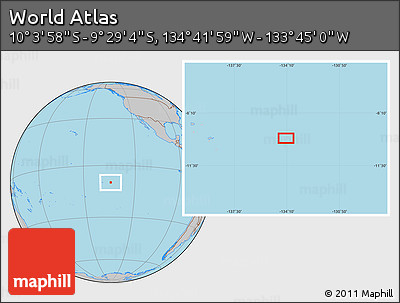 Gray Location Map of the Area around 9° 46' 31" S, 134° 13' 29" W