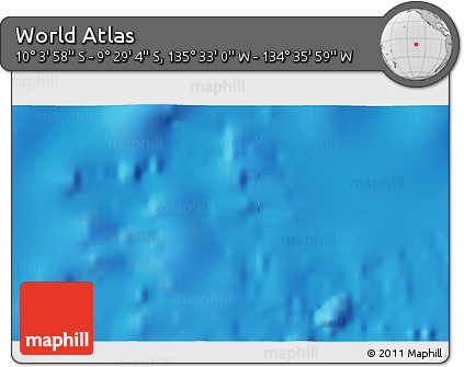 Shaded Relief 3D Map of the Area around 9° 46' 31" S, 135° 4' 29" W