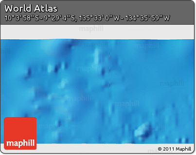 Shaded Relief 3D Map of the Area around 9° 46' 31" S, 135° 4' 29" W
