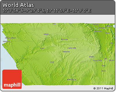 Physical 3D Map of the Area around 9° 46' 31" S, 13° 40' 30" E