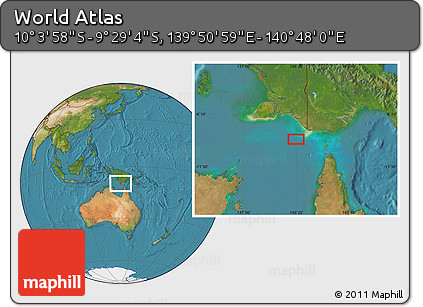 Satellite Location Map of the Area around 9° 46' 31" S, 140° 19' 29" E