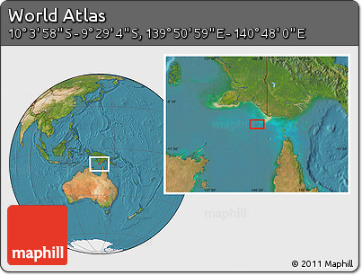 Satellite Location Map of the Area around 9° 46' 31" S, 140° 19' 29" E