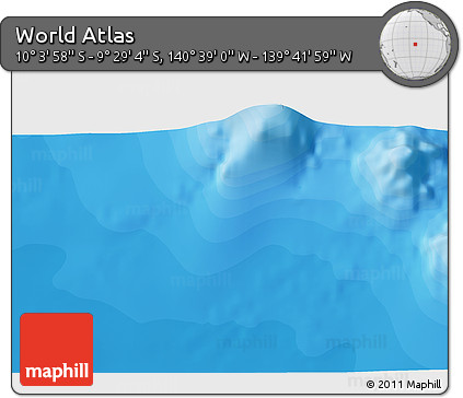 Political 3D Map of the Area around 9° 46' 31" S, 140° 10' 30" W