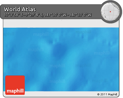 Physical 3D Map of the Area around 9° 46' 31" S, 141° 1' 30" W