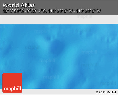 Physical 3D Map of the Area around 9° 46' 31" S, 141° 1' 30" W
