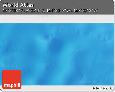 Physical 3D Map of the Area around 9° 46' 31" S, 141° 1' 30" W