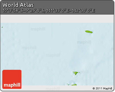 Physical 3D Map of the Area around 9° 46' 31" S, 142° 1' 30" E